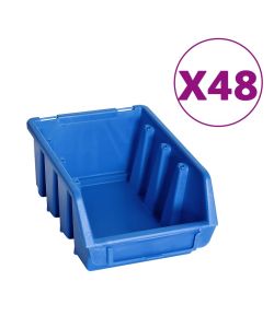  Kit Contenitori 128 pz con Pannelli a Parete Blu e Nero