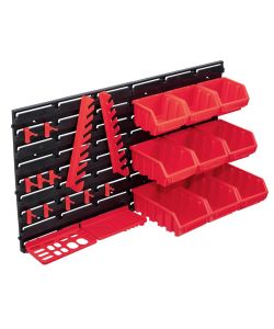  Kit Contenitori 34 pz con Pannelli a Parete Rosso e Nero