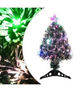 Albero di Natale con LED Verde e Bianco 64 cm Fibra Ottica