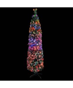 Albero Natale Artificiale Sottile Supporto 150 cm Fibra Ottica