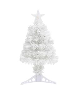 Albero Natale Artificiale LED Bianco 64 cm Fibra Ottica