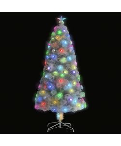Albero Natale Artificiale con LED Bianco 120 cm Fibra Ottica