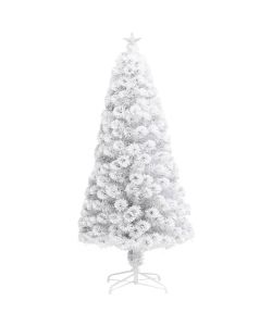 Albero Natale Artificiale con LED Bianco 120 cm Fibra Ottica