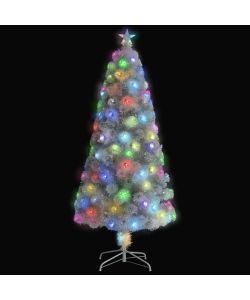Albero Natale Artificiale con LED Bianco 150 cm in Fibra Ottica