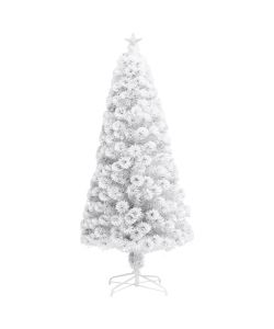 Albero Natale Artificiale con LED Bianco 150 cm in Fibra Ottica