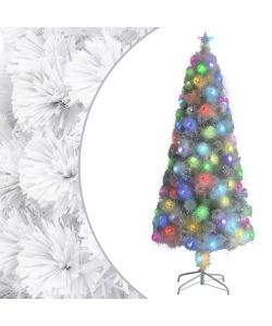 Albero Natale Artificiale LED Bianco 180 cm Fibra Ottica