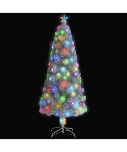 Albero Natale Artificiale LED Bianco 180 cm Fibra Ottica