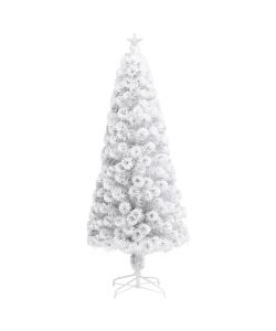 Albero Natale Artificiale LED Bianco 180 cm Fibra Ottica