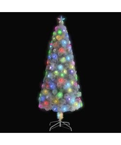 Albero Natale Artificiale LED Bianco 210 cm Fibra Ottica