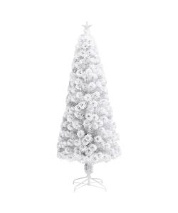 Albero Natale Artificiale LED Bianco 210 cm Fibra Ottica