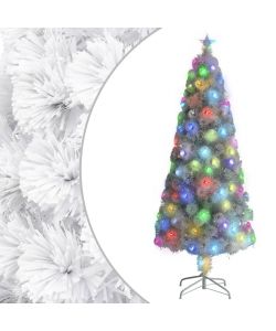 Albero Natale Artificiale LED Bianco 240 cm Fibra Ottica