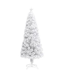 Albero Natale Artificiale LED Bianco 240 cm Fibra Ottica