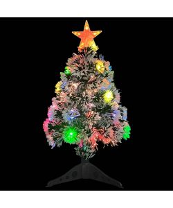 Albero Natale Artificiale LED Bianco e Blu 64 cm Fibra Ottica