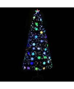 Albero Natale con Fiocchi di Neve a LED Nero 180cm Fibra Ottica