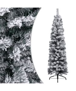 Albero di Natale Artificiale Sottile con Neve Verde 120 cm PVC