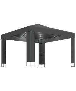 Gazebo con Tetto Doppio e Stringa di Luci LED 3x3 m Antracite