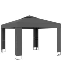 Gazebo con Tetto Doppio e Stringa di Luci LED 3x3 m Antracite