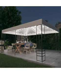 Gazebo con Stringa di Luci LED 4x3x2,7 m Bianco