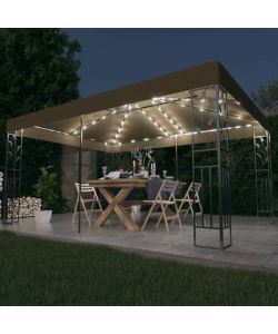 Gazebo con Tetto Doppio e Luci LED 3x4 m Grigio Talpa