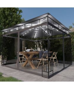 Gazebo con Zanzariera e Luci LED 3x3x2,73 m Antracite