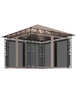 Gazebo con Zanzariera Luci LED 3x3x2,73 m Grigio Talpa