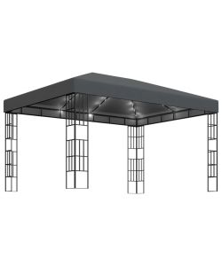 Gazebo con Stringa di Luci LED 3x4 m Antracite