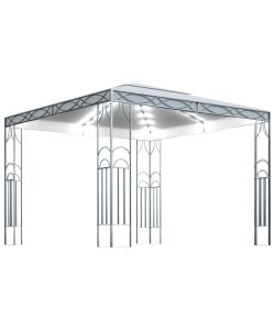 Gazebo con Stringa di Luci LED 300x300 cm Crema