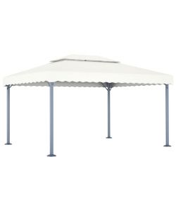 Gazebo con Stringa di Luci LED 400x300 cm Crema in Alluminio