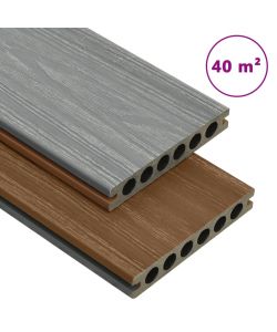 Listoni Decking WPC con Accessori Marroni e Grigi 40 mq 2,2 m