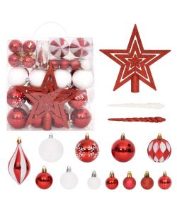 Set Addobbi di Natale 64 pz Rosso e Bianco