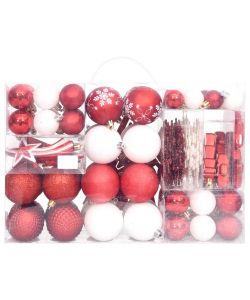 Set Addobbi di Natale 108 pz Rosso e Bianco