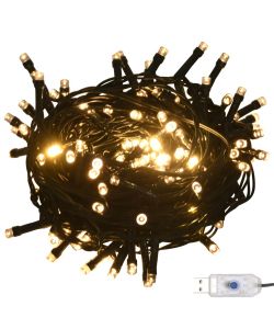 Set con 120 Palline di Natale Punta e 300 Luci LED Oro Rosato