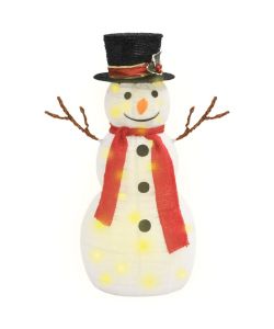 Figura Natalizia Pupazzo di Neve a LED Tessuto Pregiato 60 cm