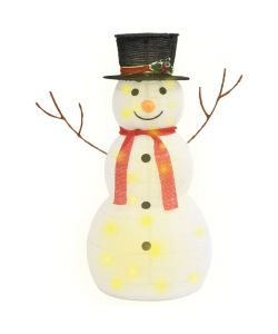 Figura Natalizia Pupazzo di Neve a LED Tessuto Pregiato 90 cm