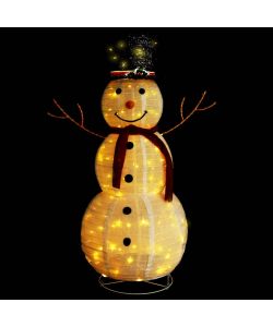 Figura Natalizia Pupazzo di Neve a LED Tessuto Pregiato 120 cm