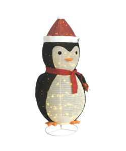 Figura Decorativa Pinguino Natale con LED Tessuto Lusso 180cm