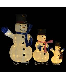 Figure Decorative Famiglia di Pupazzi di Neve LED Tessuto Lusso