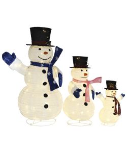 Figure Decorative Famiglia di Pupazzi di Neve LED Tessuto Lusso