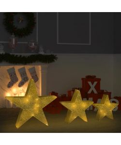 Decorazioni di Natale Stelle a LED 3 pz Oro per Interni Esterni