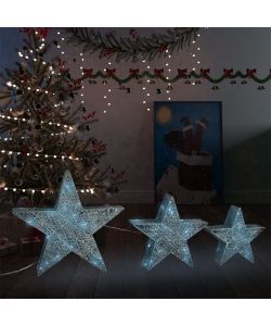 Decorazioni di Natale Stelle 3 pz Argento a LED Interni Esterni