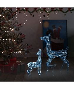 Famiglia di Renne di Natale 160 LED Bianco Freddo in Acrilico
