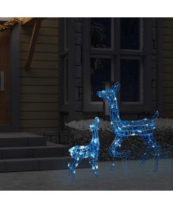 Famiglia di Renne di Natale 160 LED Blu in Acrilico