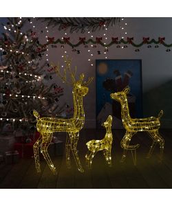 Famiglia di Renne di Natale 300 LED Bianco Caldo in Acrilico