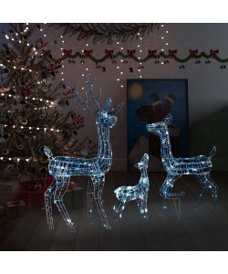 Famiglia di Renne di Natale 300 LED Bianco Freddo in Acrilico