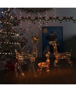 Famiglia di Renne di Natale 300 LED Colorate in Acrilico