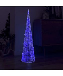 Piramide Decorativa Cono di Luce LED Acrilico Blu 120 cm