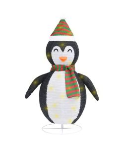 Figura Decorativa Natalizia Pinguino LED Tessuto Pregiato 90cm