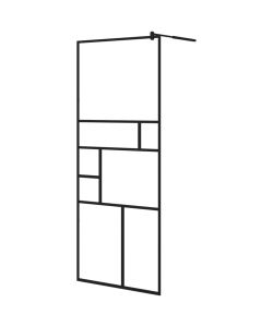 Parete Doccia Walk-in in Vetro Trasparente ESG Nera 80x195 cm