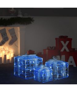 Scatole Regalo Decorative Natale in Acrilico 3 pz Bianco Freddo