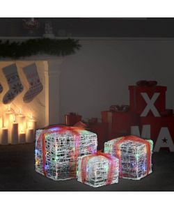 Scatole Regalo Decorative Natale in Acrilico 3 pz Colorate
